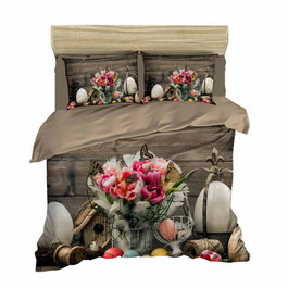 L'essentiel linge de maison Juego de funda nórdica doble con diseño 3D de colores marrón, blanco, gris y rosa
